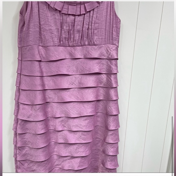 Off the shoulder Fabulous Ruffles! London Times Petite Pink Cocktail Dress - Picture 2 of 8